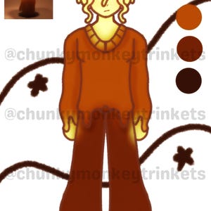 May include: Digital illustration of a person with a candle-like appearance. The figure is depicted in shades of yellow and brown, wearing a sweater and pants. The image includes a small inset of a lit candle and decorative elements.