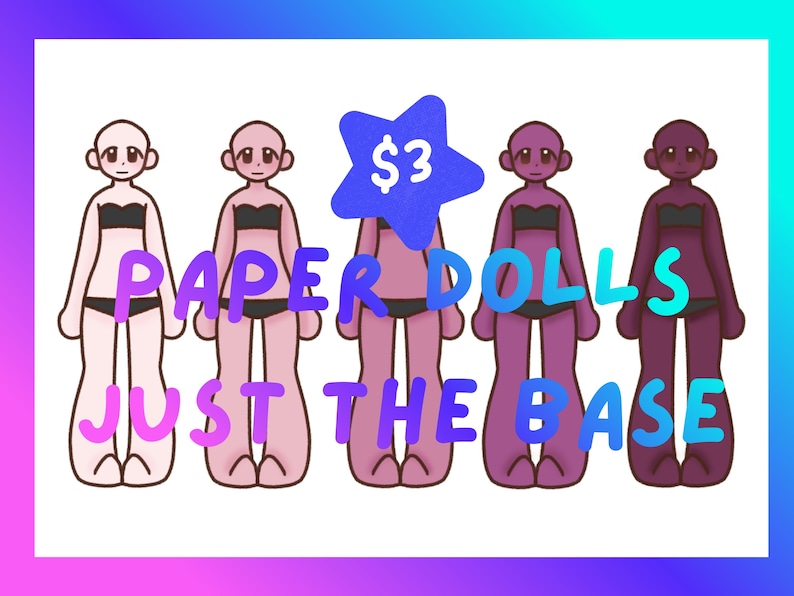 Paper Princess Base Anime Girl Paper Doll Base Magenta : Hand Drawn, Printable (digital ...
