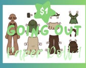 Paper doll Printable Going out 1; hand drawn anime girl style [OLD]