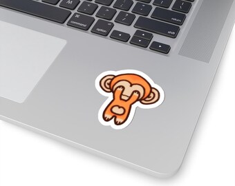 Peekaboo Monkey Kiss-Cut Sticker | Cute Orange Monkey Sticker