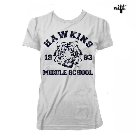 TV Show Unisex Hawkins Middle School Tigers STRANGER THINGS TRIBUTE T-SHIRT