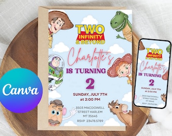 Faire-part d'anniversaire Toy Story | Two Infinity, 2e anniversaire (numérique, toile)