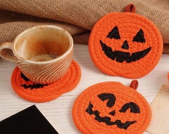 Halloween Kürbis Untersetzer, Baumwollseil Tischsets, Kürbis Tischset, Baumwolle Herbst Tischdekoration, niedliches Halloween Dekor, Halloween-Geschenke, Seilmatten