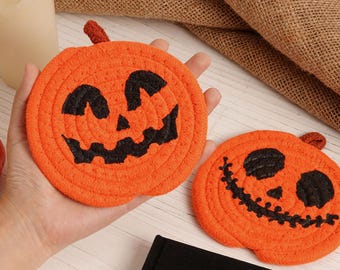 Halloween Kürbis Untersetzer, Baumwollseil Tischset, Kürbis Tischset, Baumwolle Herbst Tisch Dekor, Halloween Geschenke, süsses Halloween Dekor, Seil Sets