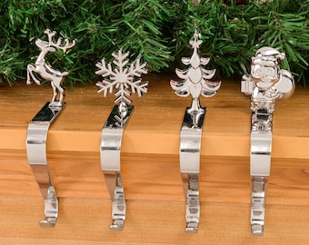 Mantel-Strumpfhalter, Weihnachtsstrumpfhalter, Strumpf-Aufhänger-Haken, Strumpf-Aufhänger-Haken, Schneemann-Elchweihnachtsdekor, Weihnachtsgeschenk