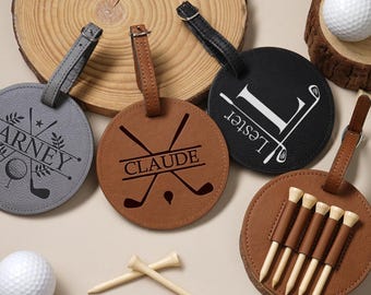 Personalisierter Golf Bag Tag, graviertes Leder Golf Bag Tag Geschenk, Geschenke für Männer, Golf Tee Halter, Jubiläumsgeschenk, Groomsmen Geschenk, Golf Zubehör