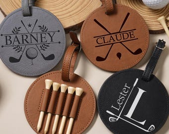 Golftasche Anhänger mit Tees,graviert Leder Golftasche Tag Geschenk,Geschenk für Männer,Weihnachtsgeschenke,Trauzeugen Geschenk,Golf Tee Halter