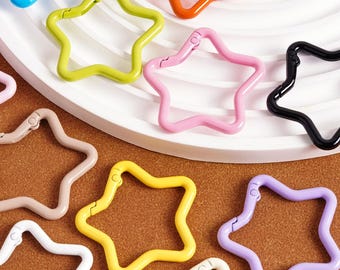 Hohe Qualität, 1-50 Stück bunte Sterne Schlüsselbund, Karabiner Frühling Gürtelclip, sternförmige Schlüsselanhänger Clip, 1.6 Metallhaken Karabiner, Schlüsselring Haken