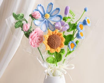 Gehäkelte Geburtsmonat Blumengeschenk, handgemachte Geburtstagsblumengeschenk, Hochzeitsgeschenke für Geliebte, Geschenk für Mutter, Geschenke für Sie, Valentinstag