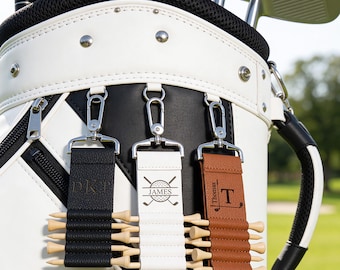 Benutzerdefinierte Leder Golf Bag Tag Geschenk, personalisierte gravierte Golf Bag Tag, Trauzeugen Geschenke, Geschenke für Männer, Golf Tee Halter, Jubiläumsgeschenk
