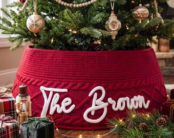 Personalized Family Christmas Tree Skirt, Custom House Warming Gift, Christmas Home Decor, Christmas Gift