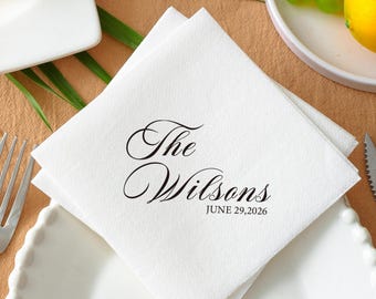 Personalized Wedding Cocktail Napkins, Custom Engagement Bridal Shower Paper