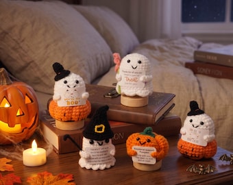 Halloween Crochet Dolls, Handmade Emotional Support Knitted Doll, Positive Home Decor