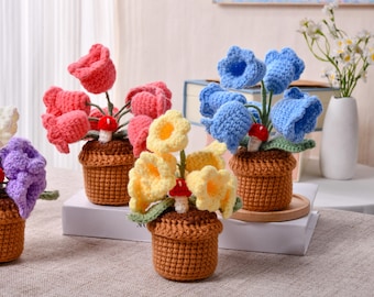 Crochet Lily of the Valley Night Light, Knitted Flower Lamp, Desk Decor, Gift for Her