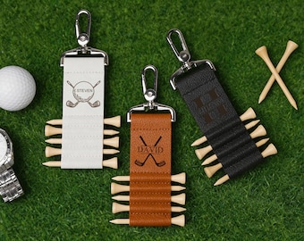 Golf Bag Tag mit Gravur, benutzerdefinierte Leder Golf Bag Tag Geschenk, Trauzeugen Geschenke, Geschenke für Männer, Golf Tee Halter, Jubiläumsgeschenk