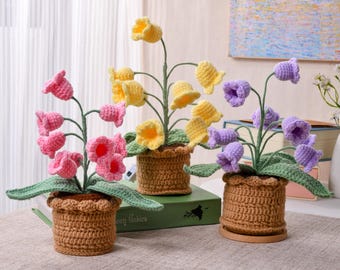 Crochet Lily of the Valley Night Light, Knitted Flower Lamp, Desk Decor, Gift for Her