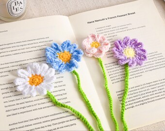 Crochet Flower Bookmark, Handmade Bookish Accessory, Gift for Book Lover, Present for a Reader