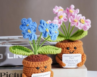 Crocheted Forget-Me-Not Plant, Emotional Support Decor, Healing Home & Desk Decor
