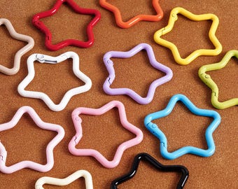 Hohe Qualität, 1-50 Stück bunte Sterne Schlüsselbund, Karabiner Frühling Gürtelclip, sternförmige Schlüsselanhänger Clip, 1.6 Metallhaken Karabiner, Schlüsselring Haken