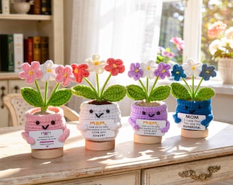 Handmade Crochet Flower Pot, Desk Decor, Eternal Blooms, Yarn Arrangement