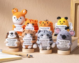 Crochet Emotional Support Desktop Buddy, Handmade Positive Gift