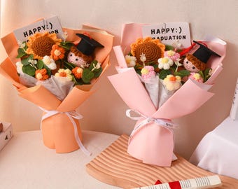 Crocheted Graduation Bouquet with Doll, Class of 2026 Flower Gift