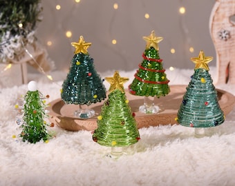 Handmade Stained Glass Christmas Tree,Christmas Gifts,Mini Glass Tree Figurines,Home Decor,Glass Tree Figurines,Illuminated Glass Tree