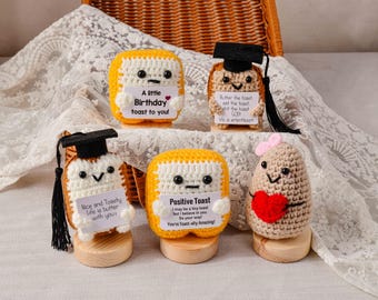 Crochet Toast Plushie, Emotional Support Toy, Funny Desk Decor