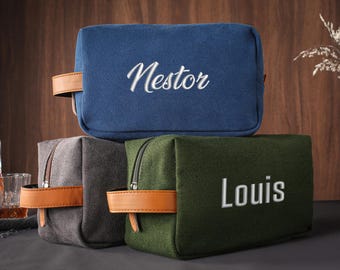 Personalisierter bestickter Kulturbeutel, personalisiertes Kulturbeutel, Jubiläumsgeschenk für ihn, Trauzeugen Geschenk, Reisetasche für Herren, Geschenk für ihn