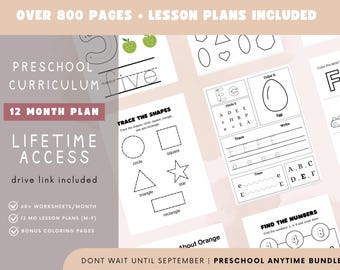 Preschool Curriculum: 12-Month Homeschool Lesson Plans & Worksheets (PDF Download)