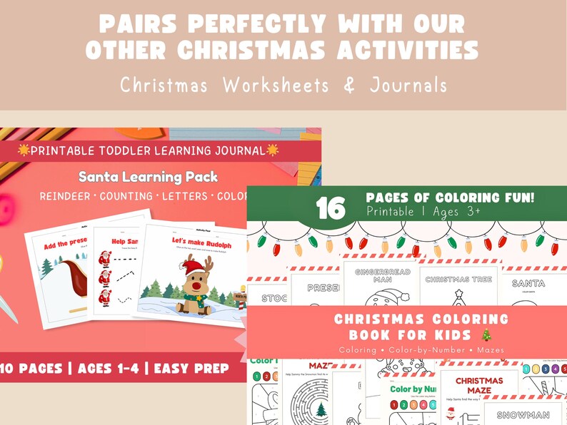 Santa Learning Christmas Play Dough Mats Printable, Holiday Toddler Activities ...
