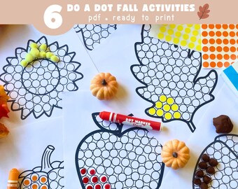 Printable Fall Do-a-Dot Activity Pages | Fine Motor Preschool Worksheets | Toddler & Homeschool | Instant Download