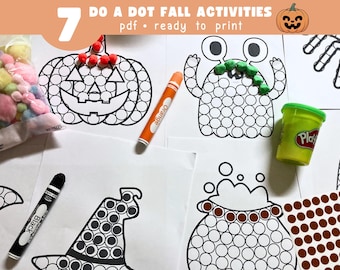 Printable Halloween Do-a-Dot Activity Pages | Fine Motor Preschool Worksheets | Toddler & Homeschool | Instant Download
