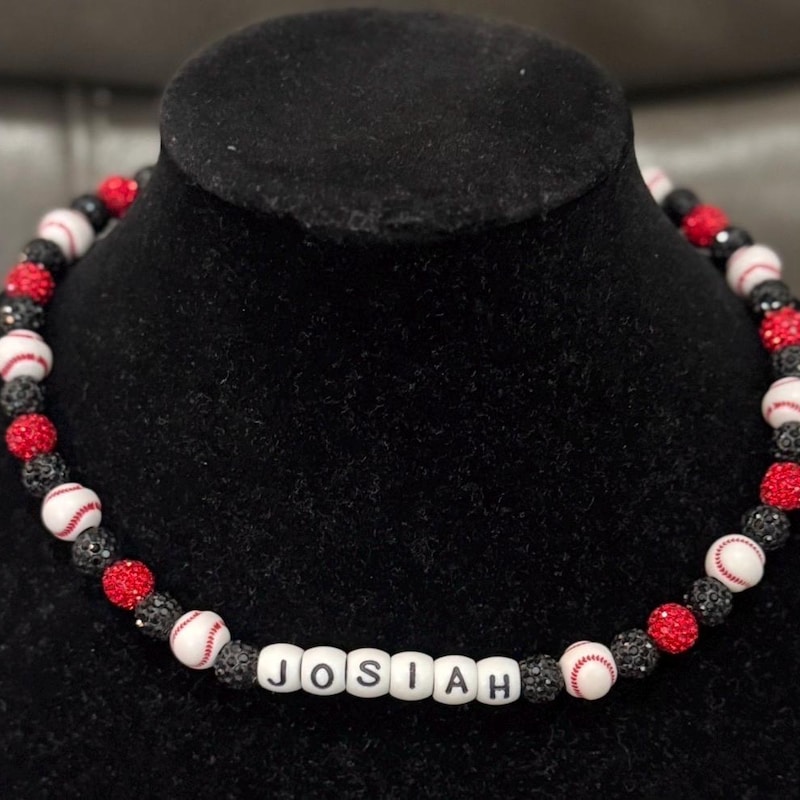 Baseball Beaded Necklace - Etsy