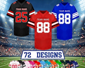 Camiseta de fútbol personalizada, camiseta bordada personalizada con nombre y número impresos, regalo para fiesta de cumpleaños, Año Nuevo, para hombres, mujeres, niños y bebés.