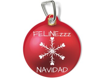 Médaille d'ornement pour animal de compagnie Navidad de Felinezzz - Accessoire des Fêtes rouge