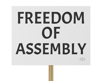Placa de Protesto pela Liberdade de Reunião - Declaração Política, Direitos Civis (18x24)