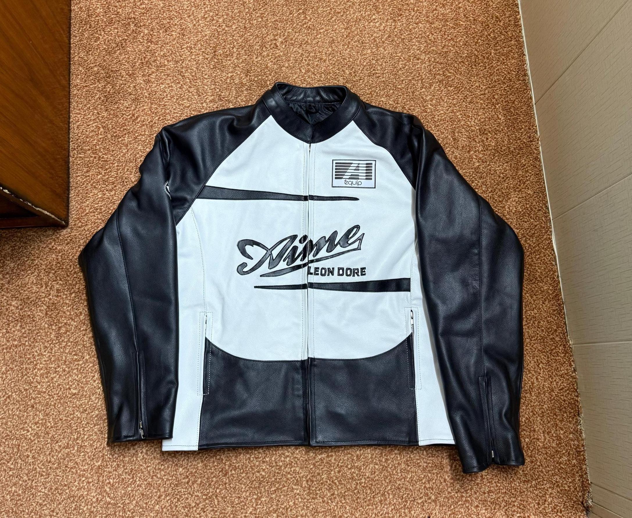 Aime Leon Dore Leather Café Racer Jacket Black or White Motorcycle