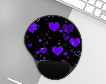 Purple Heart Pattern Mouse Pad | Wrist Pain, Purple Office Decor, Work Desk, Christmas Gift Ideas, Coworker Gift Ideas, Work Secret Santa