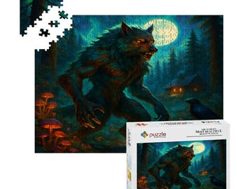 Moonrise Over Moss Hollow - Werewolf Forest Wooden Jigsaw Puzzle (500 Pieces)