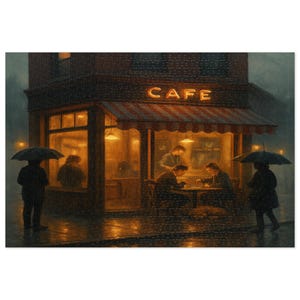 Rainy Day Cafe Jigsaw Puzzle: Pacific Northwest, 500 Pieces