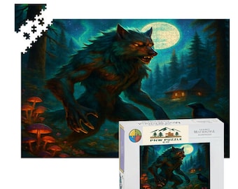 Moonrise Over Moss Hollow - Werewolf Forest Wooden Jigsaw Puzzle (1000 Pieces)