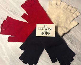 Guanti senza dita in cashmere da donna