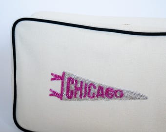 Custom Bead Embroidered Cosmetic Bag, Personalized Makeup Bag