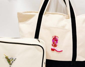 Custom Bead Embroidered Tote Bags