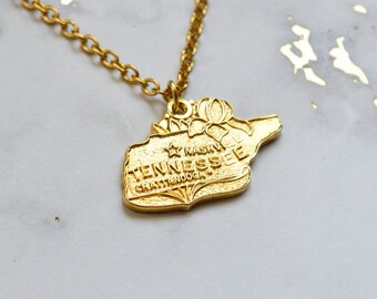 Vintage Tennessee Necklace - State Necklace - Nashville - Chattanooga - State Jewelry - Vintage Souvenir - Tennessee Jewelry