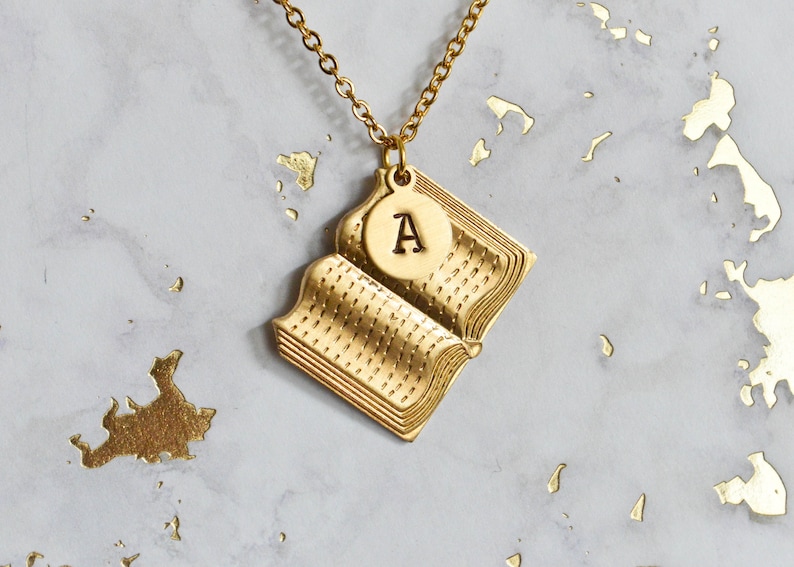 Personalized Book Necklace Book Jewelry Book Lover Etsy