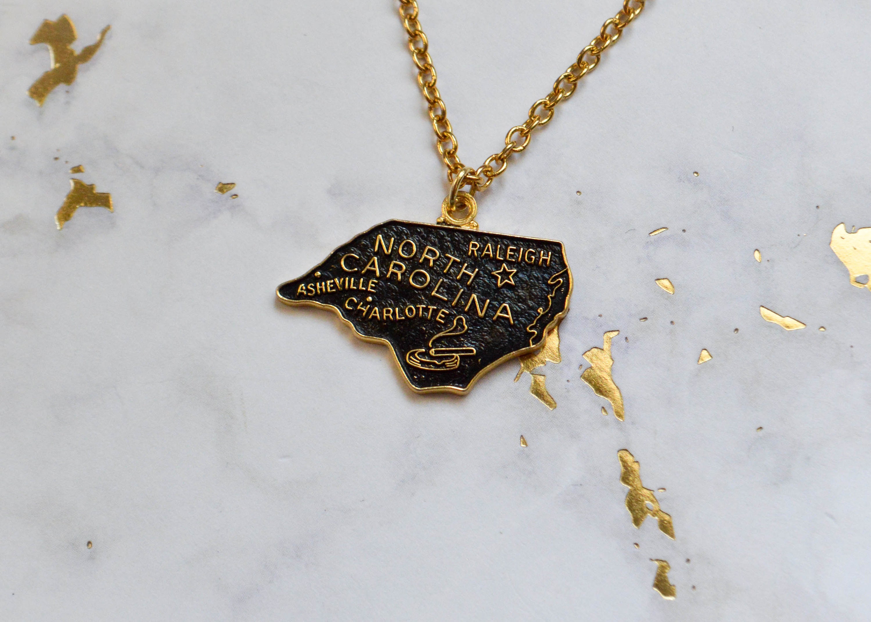 Vintage North Carolina Necklace State Charm Necklace North Etsy