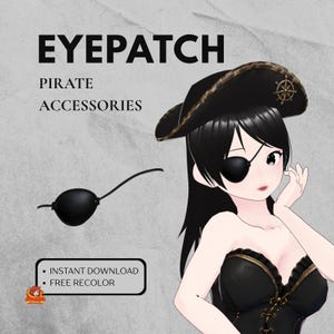 May include: Black eye patch and pirate hat with the text "EYEPATCH PIRATE ACCESSORIES". The hat has a gold compass design. The image also includes the text "INSTANT DOWNLOAD FREE RECOLOR".