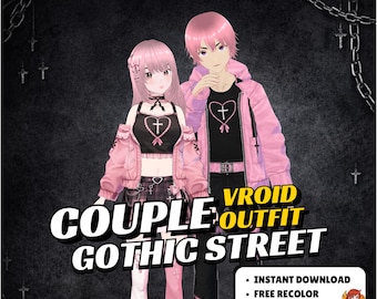 VRoid Gothic Kawaii Outfit pack | Pastel Pink Jacket, Asset Skirt, VTuber Avatar Clothing (Digital Download)